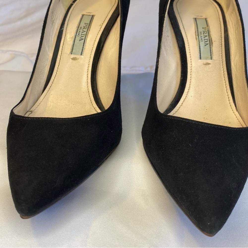 Prada Pointed Toe Suede Pumps - Picture 3 of 10